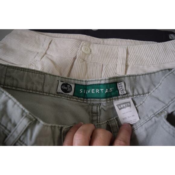 Vintage Levis SilverTab Cargo Pants Mens 33x34 Gray Utility Baggy Y2K 90s - Picture 5 of 7